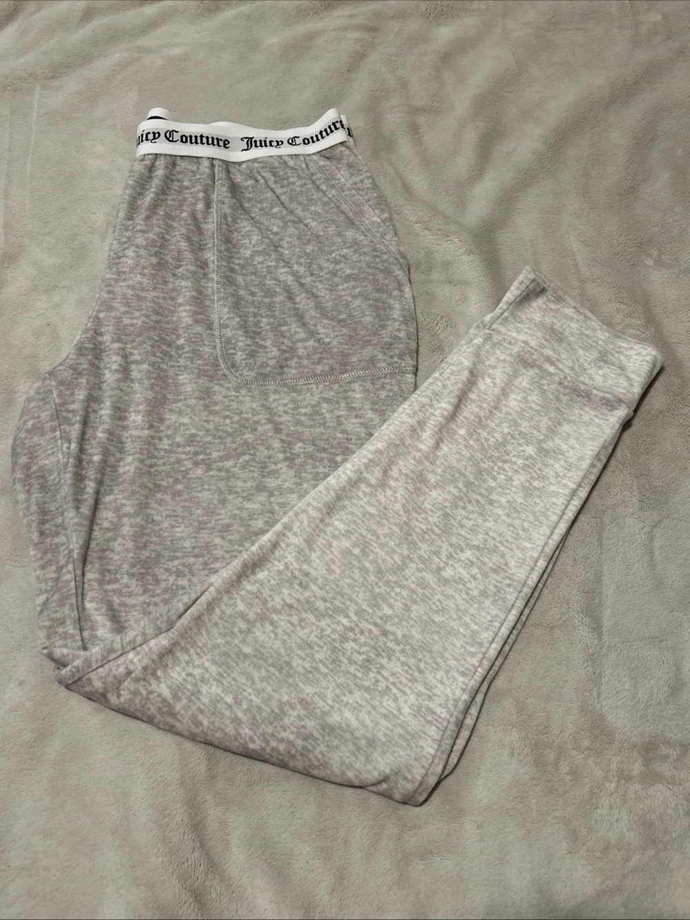 Juicy Couture Gray Velour Logo Band Track Pants Size medium! EUC